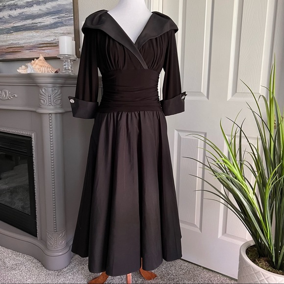 Eliza J Shawl Collar Full Skirt Dress - Picture 3 of 7